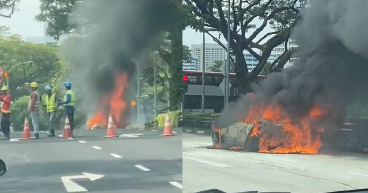 AUDI BURSTS INTO FLAMES @ LOWER DELTA RD, BURN UNTIL BECOME SKELETON & CHAO TAH