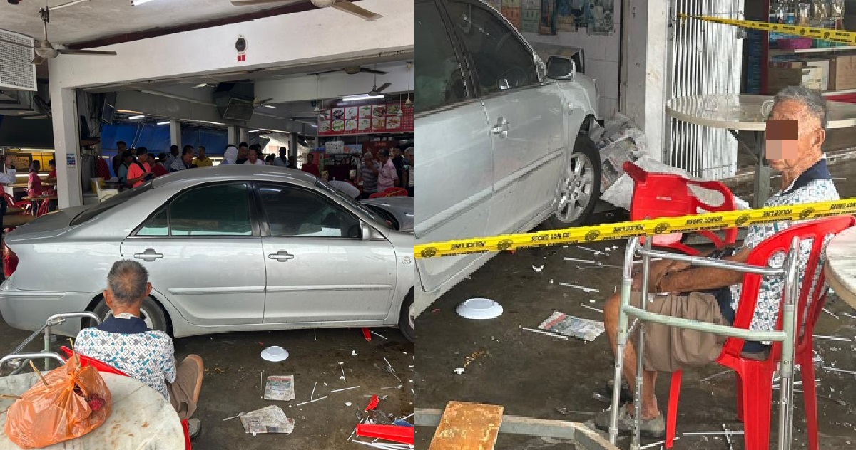 ELDERLY WOMAN KILLED AFTER CAR CRASHED INTO KOPITIAM, GRIEVING HUSBAND REFUSE TO LEAVE HER BODY