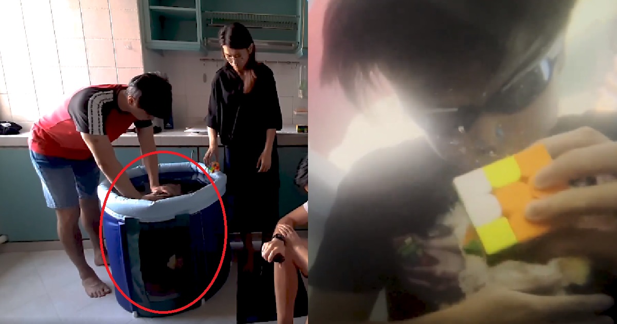SG MAN USES 1 HAND TO SOLVE 8 RUBIK’S CUBES UNDERWATER, GOES INTO GUINNESS WORLD RECORD