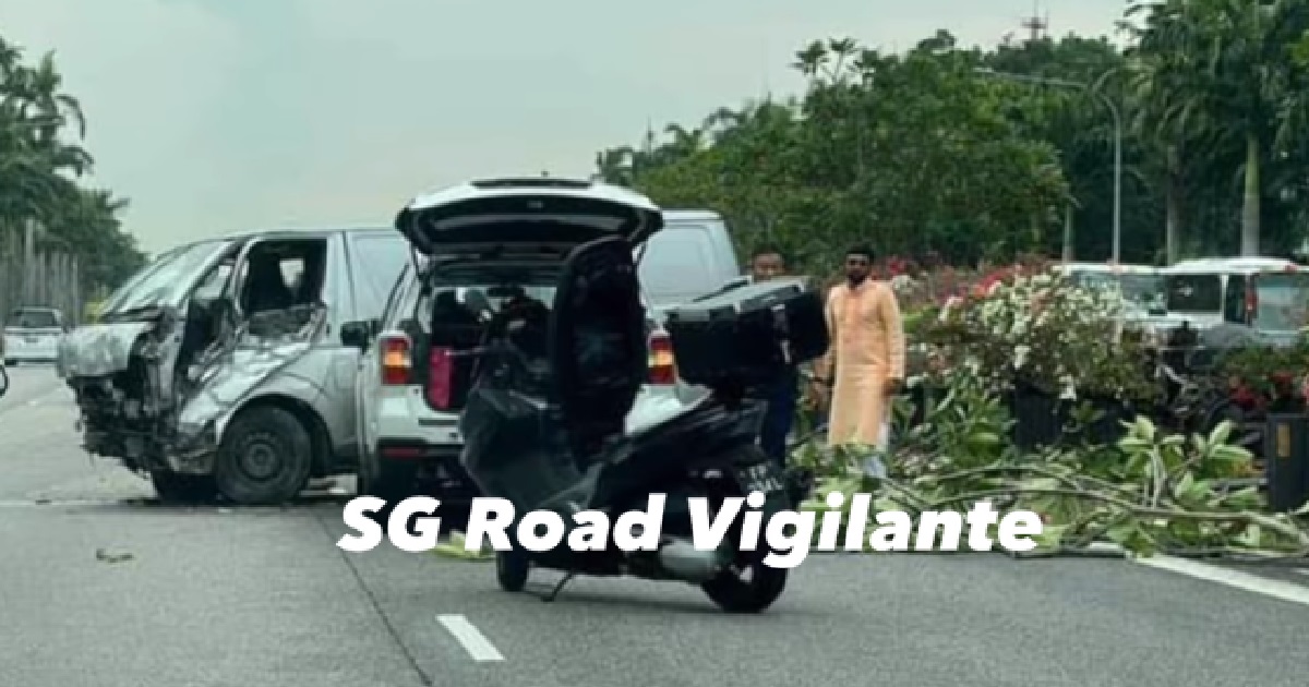 SPEEDING VAN CRASHED THROUGH DIVIDER @ ECP, SWERVED ACROSS 3 LANES ON THE EXPRESSWAY
