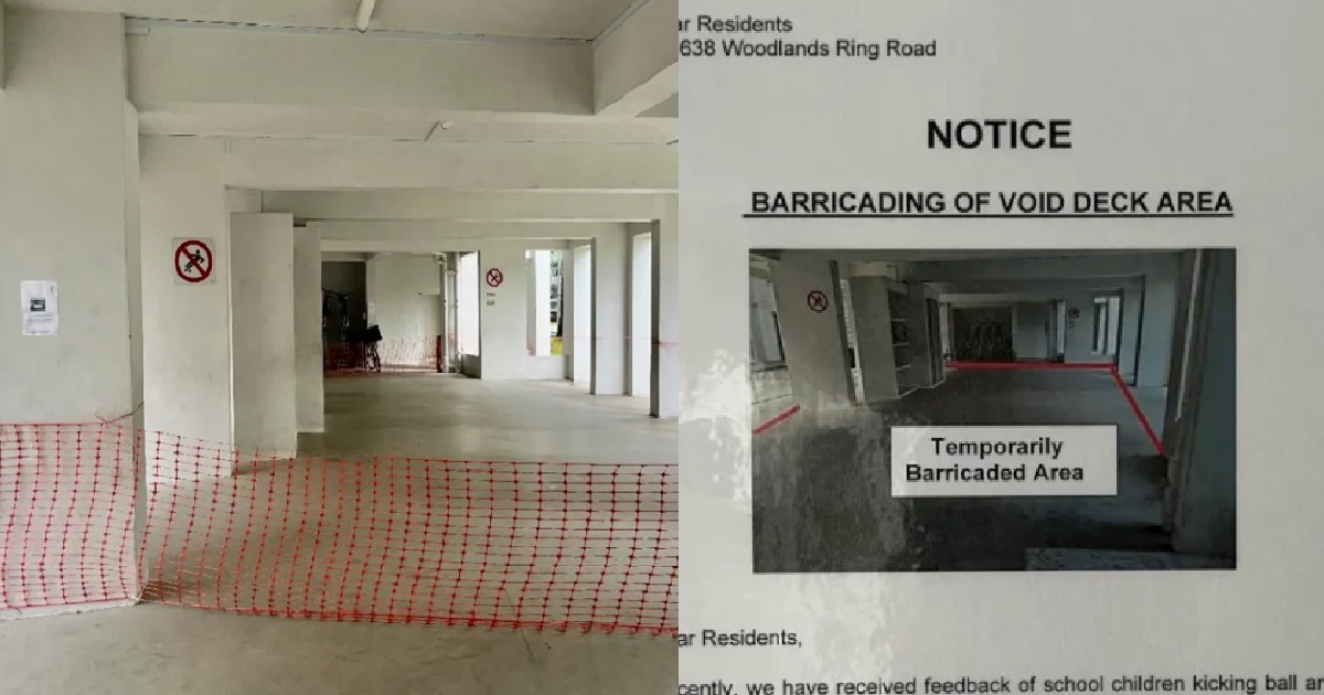 HDB VOID DECK SEALED OFF TO STOP KIDS PLAYING FOOTBALL, NO WONDER SG FOOTBALL HOPELESS