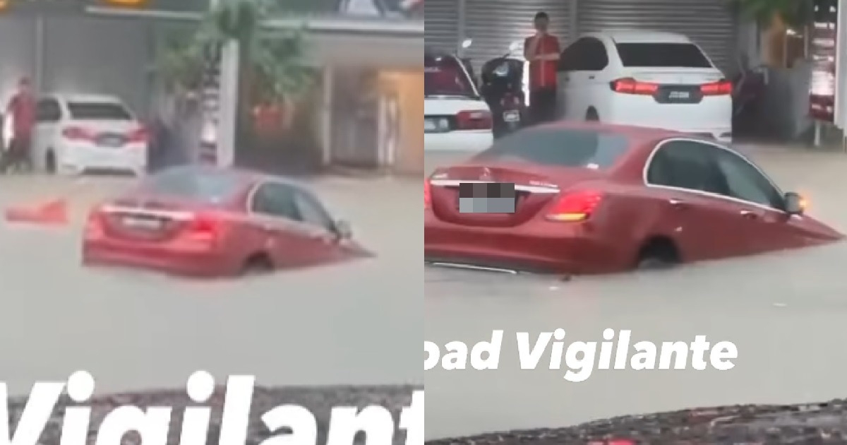 S’PORE MERCEDES SWEPT AWAY BY FLASH FLOOD IN JOHOR, FROM “C-CLASS” TO “SEA-CLASS”
