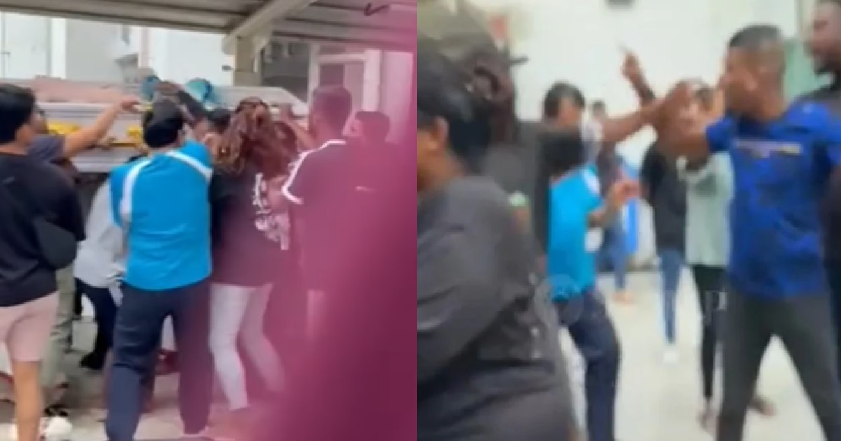 GROUP PUSHING & FIGHTING AT JURONG FUNERAL, ALMOST TOPPLE THE COFFIN OVER