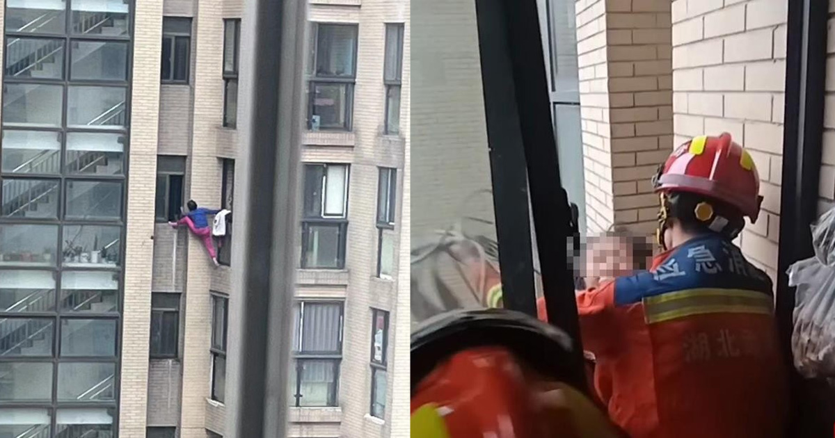 PRC WOMAN FORGOT HER KEYS SO SHE CLIMBED 14 FLOORS LIKE SPIDERMAN