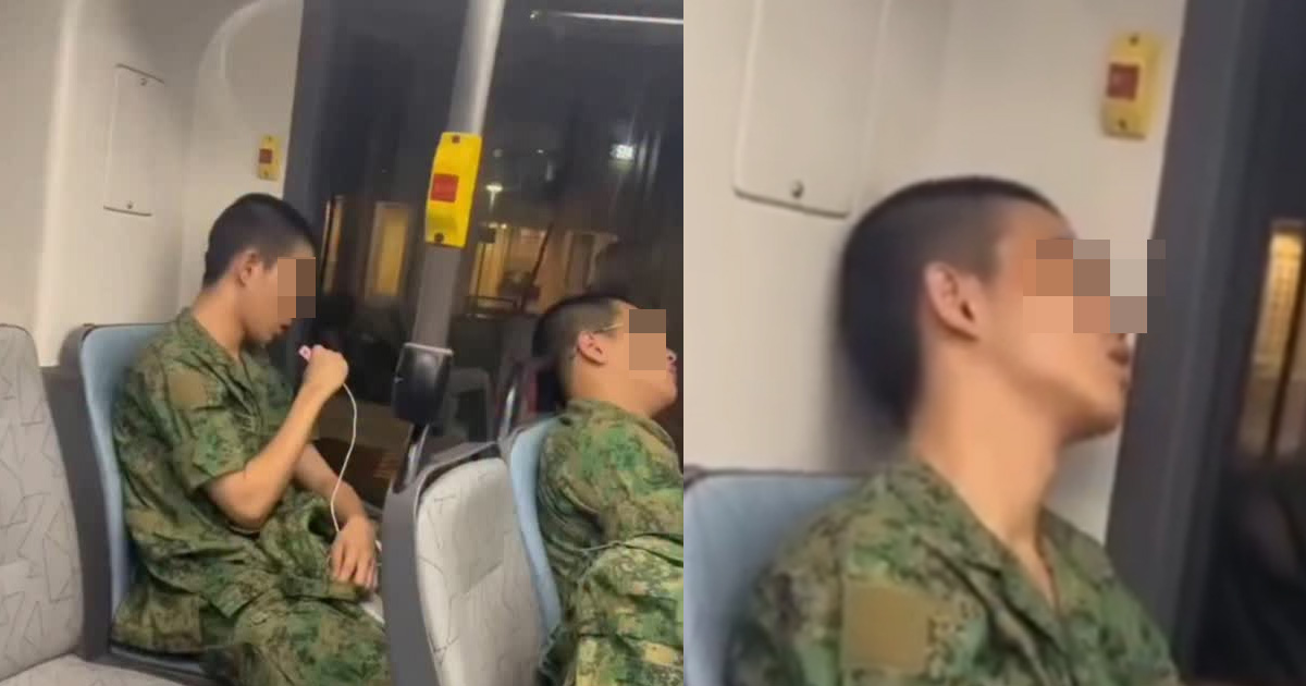 BOTAK ARMY BOY IN UNIFORM SPOTTED SMOKING KPODS ON PUBLIC BUS