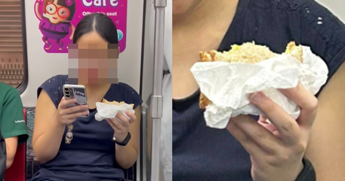 Woman Caught Eating On Reserved Seat In TEL MRT Train Sparks Online Outrage