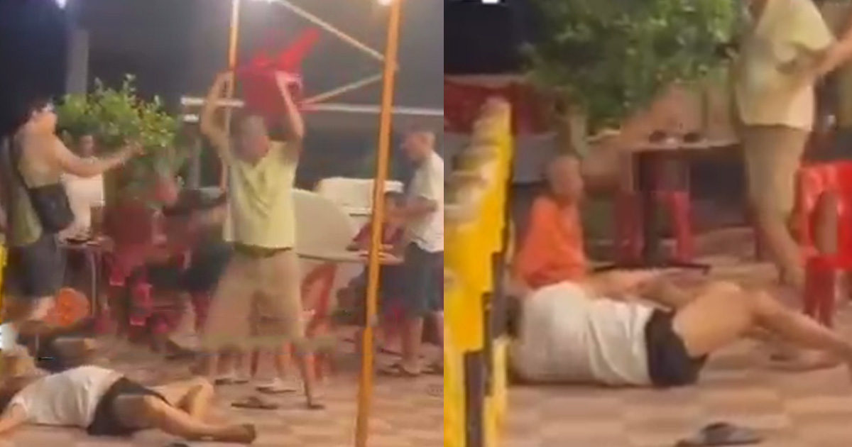 Drunken Brawl Between Elderly Men Erupts at Bukit Panjang Coffeeshop, Chair Fly